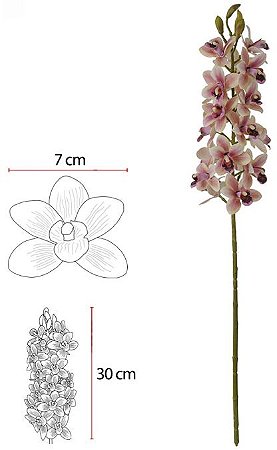 Haste Orquidea Dendrobium C/Coat Real Toque X20 Rosa antigo 82cm