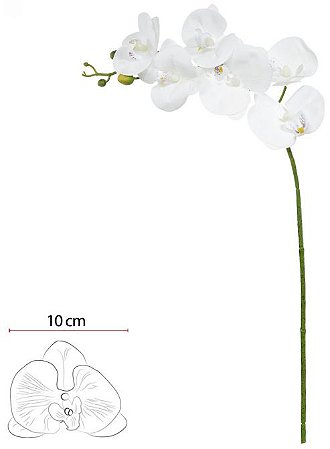 Haste Orquidea Phalaenopsis Real Toque X6 Branco Puro 82cm
