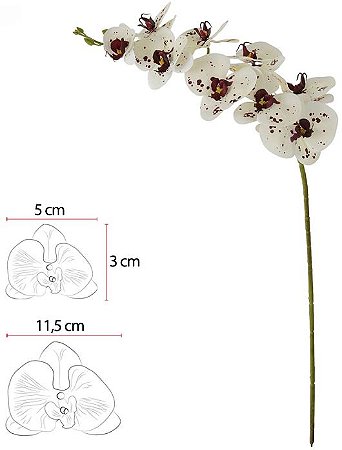 Haste Orquidea Phalaenopsis Real Toque X9 Branco Beauty 94cm