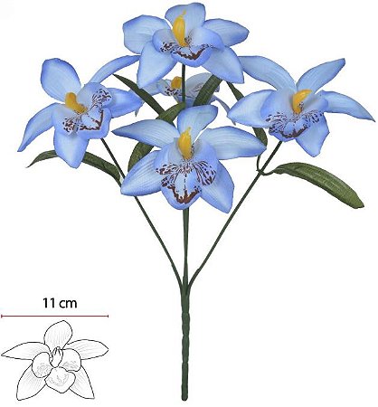 Buque Orquidea Dendrobium X5 Azul Claro 32cm