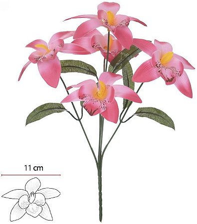 Buque Orquidea Dendrobium X5 Rosa 32cm