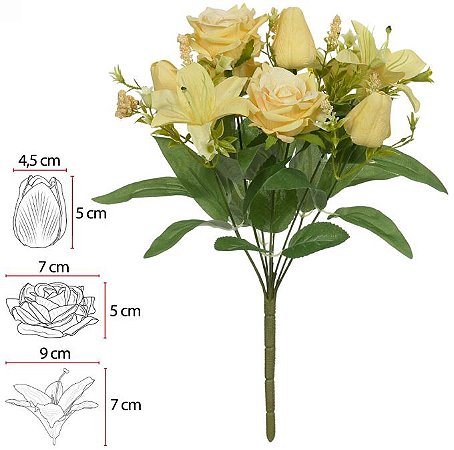 Buque Rosa Lirio Tulipa X9 Amarelo 35cm