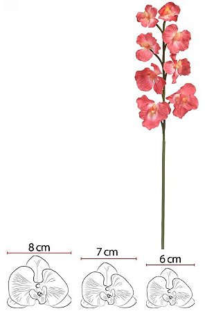 Haster Orquidea Vanda C/Coat Real Toque X8 Vermelho 65cm