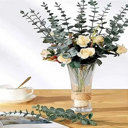 Planta Artificial Folhagem Eucalipto Hastes Com 10 peças 14 - 35 cm