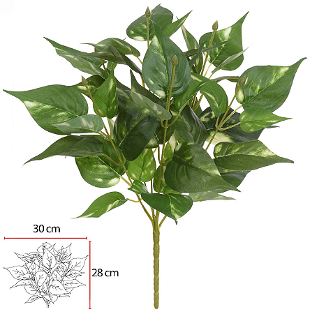 Planta Artificial Folhagem Jiboia Forracao X55 Verde Creme 35cm