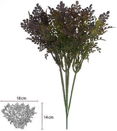 Planta Artificial Folhagem Pick Grass Plastico X5 Com 6 Hastes Marrom Outono 20cm