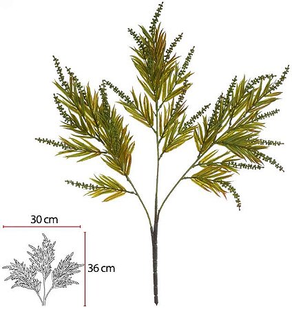 Planta Artificial Folhagem Grass C/Print X27 Verde Outono 56cm