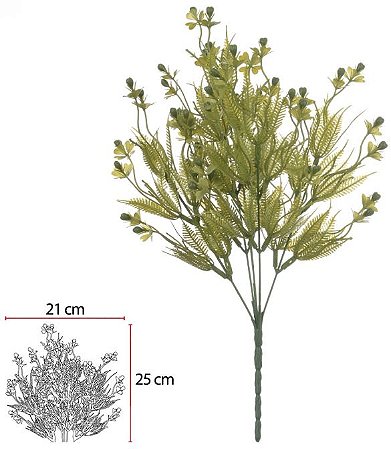 Planta Artificial Folhagem Grass C/Print X25 Verde 38cm