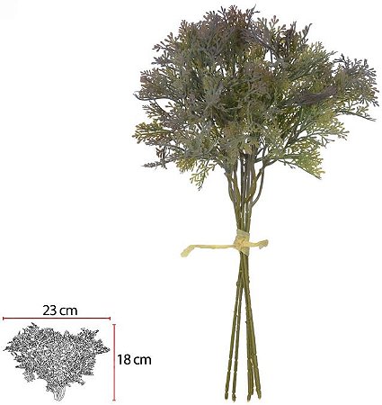 Planta Artificial Folhagem Grass Ramalhete C/Fita X6 Verde Purpura 34cm