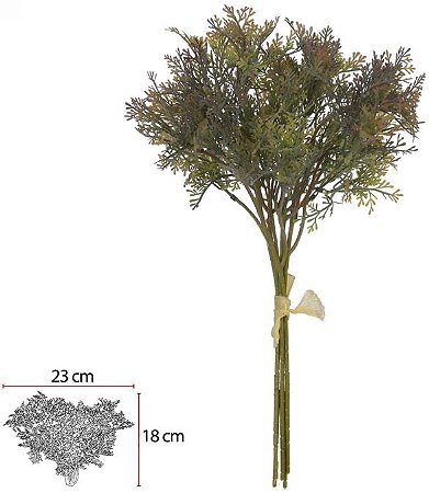Planta Artificial Folhagem Grass Ramalhete C/Fita X6 Verde Outono 34cm