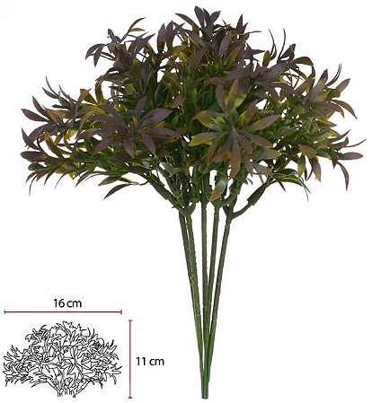 Planta Artificial Folhagem Pick Grass Plastico X5 Com 6 Hastes Marrom 20cm