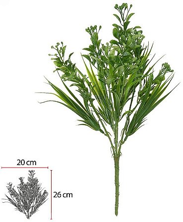 Planta Artificial Folhagem Grass Semente C/Print  X10 Verde 38cm