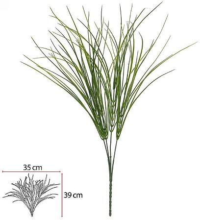 Planta Artificial Folhagem Grass Plastico X4 Verde 45cm