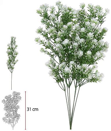 Planta Artificial Grass C/Print X27 Branco 49cm