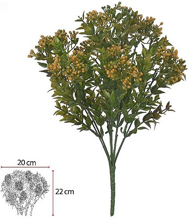 Planta Artificial Folhagem Grass Frutinha Plastico X28 Amarelo 32cm