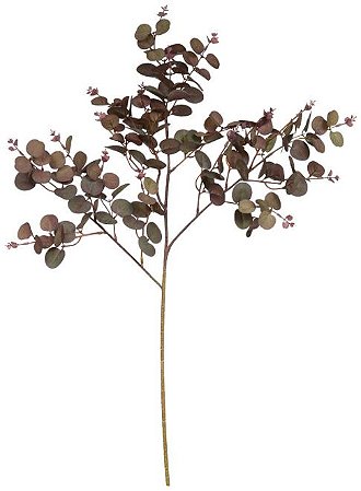 Planta Artificial Folhagem Galho Eucalipto X144 Marsala 77cm