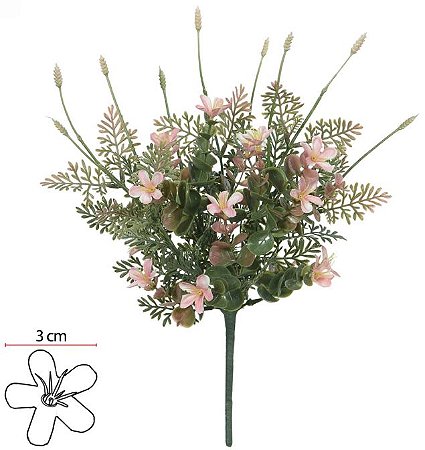 Buque Flor Do Campo Eucalipto C/Powder X5 Salmon Outono 36cm