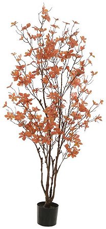 Planta Artificial Arvore Folha Pu C/Pote X150 Laranja Outono 1,20m