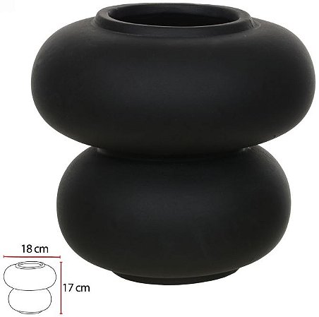Vaso Decorativo Ceramica Preto 17cm