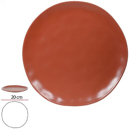 Prato Sobremesa Ceramica Organic Marrom 3cm