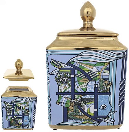 Caixa Decorativa Ceramica Colorido 20,4cm