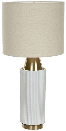 Abajur Ceramica Bivolt Branco Dourado 58cm