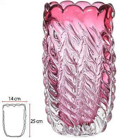 Vaso Decorativo Vidro Tipo Murano Rosa 25cm