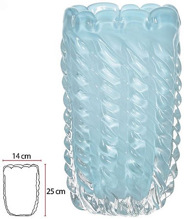 Vaso Decorativo Vidro Tipo Murano Azul Fosco 25cm