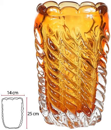 Vaso Decorativo Vidro Tipo Murano Ambar 25cm