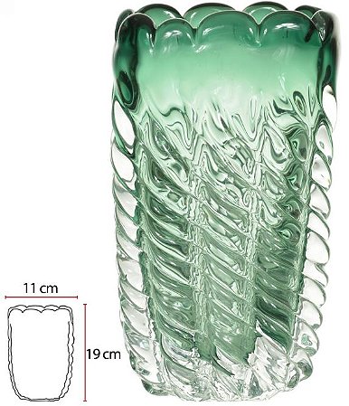 Vaso Decorativo Vidro Tipo Murano Verde Fosco 19cm