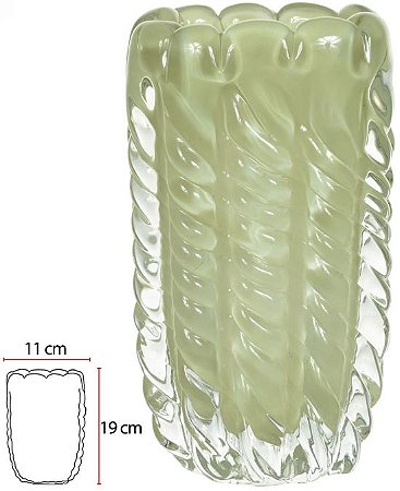 Vaso Decorativo Vidro Tipo Murano Verde Fosco 19cm