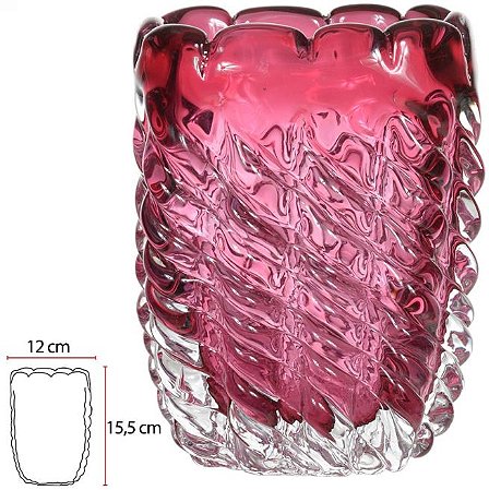 Vaso Decorativo Vidro Tipo Murano Rosa 15,5cm