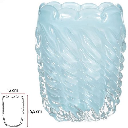 Vaso Decorativo Vidro Tipo Murano Azul Fosco 15,5cm