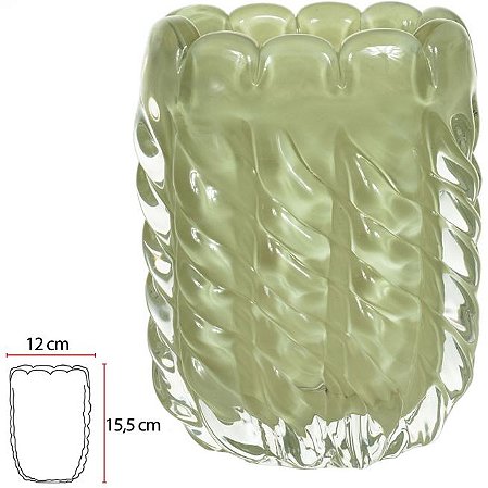 Vaso Decorativo Vidro Tipo Murano Verde Fosco 15,5cm