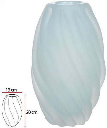 Vaso Decorativo Vidro Tipo Murano Azul Fosco 20cm