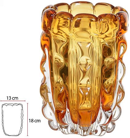 Vaso Decorativo Vidro Tipo Murano Ambar 18cm