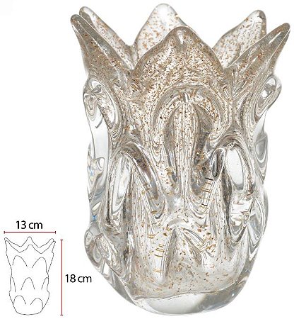 Vaso Decorativo Vidro Tipo Murano Transporte Dourado 18cm