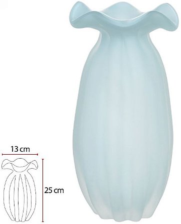 Vaso Decorativo Vidro Tipo Murano Azul Fosco 25cm