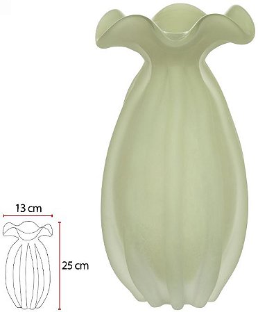 Vaso Decorativo Vidro Tipo Murano Verde Fosco 25cm