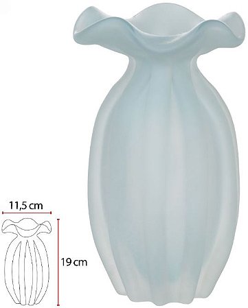 Vaso Decorativo Vidro Tipo Murano Azul Fosco 19cm