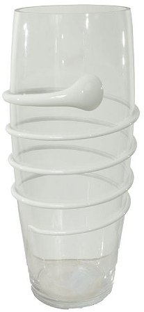 Vaso Decorativo Vidro Transparente Branco 35cm