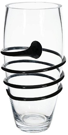 Vaso Decorativo Vidro Transparente Preto 25,5cm