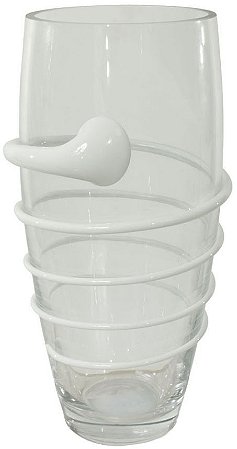 Vaso Decorativo Vidro Transparente Branco 25,5cm