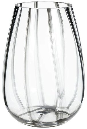 Vaso Decorativo Vidro Transparente Preto 26cm