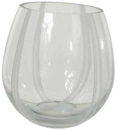 Vaso Decorativo Vidro Transparente Branco 17cm