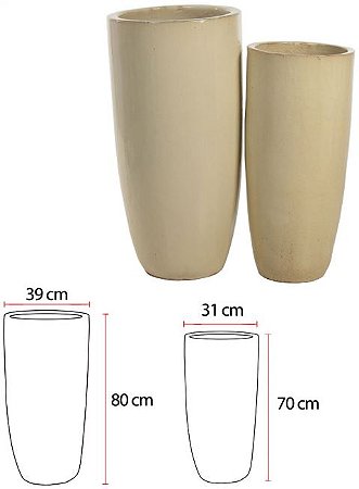 Vaso Ceramica C/2Uni Bege 80cm