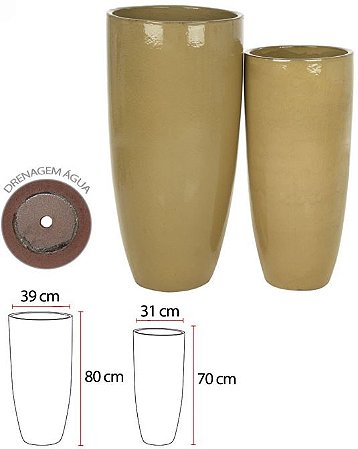 Vaso Ceramica C/2Uni Caramelo 80cm