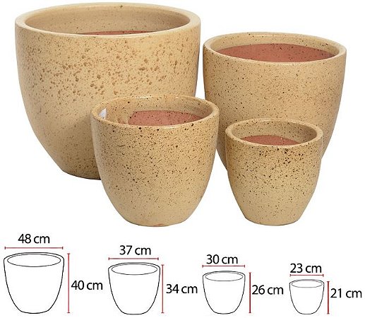 Vaso Ceramica C/4Uni Bege 40cm