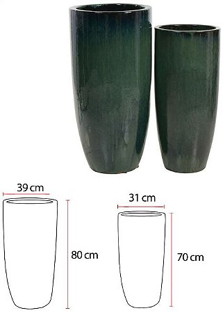 Vaso Ceramica C/2Uni Verde 80cm
