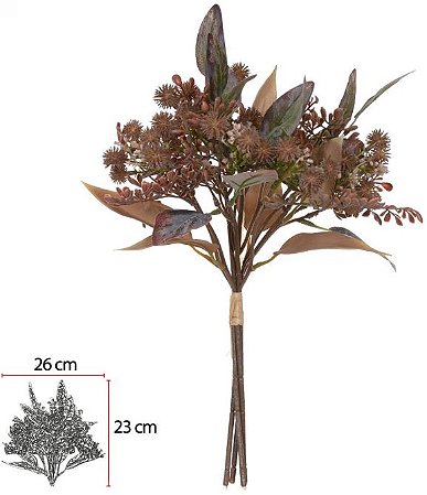 Buque Mamona Ramalhete C/Fita X4 Marrom Outono 44cm